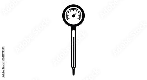 Black gauge with needle pointing to a value simple silhouette