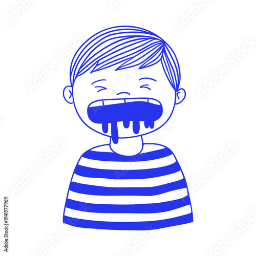 Crying Kid Sad Emotion Character Doodle Illustration