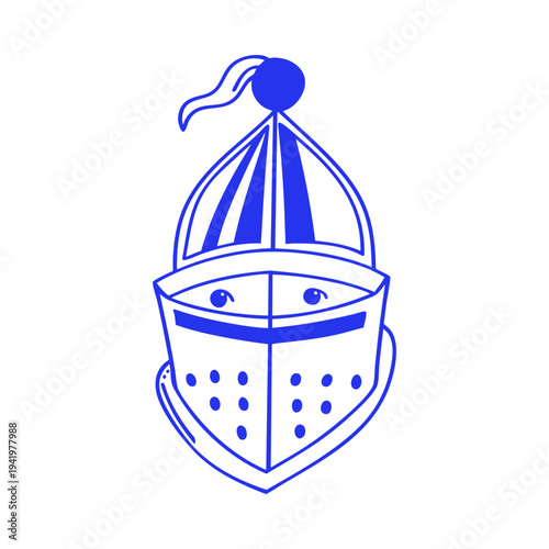 Medieval Knight Helmet Head Doodle Illustration