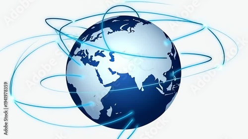 Global Network Connections and Data Flow Around Planet Earth