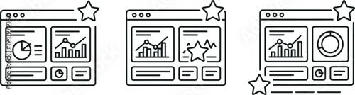 Analyzing website dashboard mockups with various charts and graphs