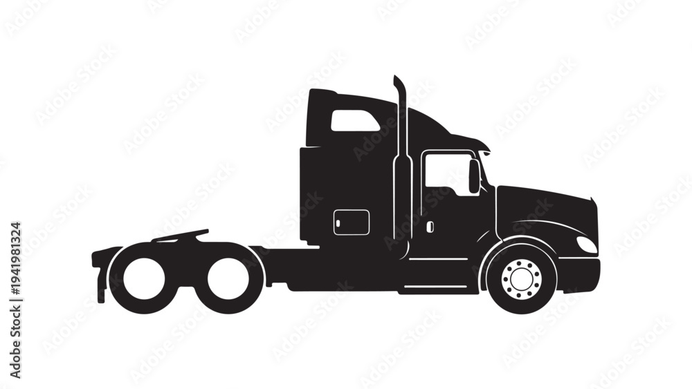 Fototapeta premium Black Flat Design Semi Truck Vector Illustration for Logistics and Transportation Industry