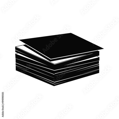 A stack of black rectangular shapes isolated on a plain white background