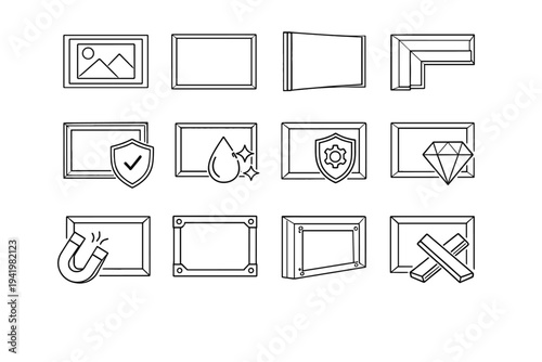 Magnetic design icon material solid form vector icons item finish frame industrial