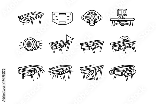 Rack vector design accessory icons bike safety icon road attachment feature integrated