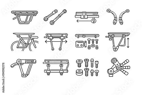 Mechanism hardware icons icon cycling attachment flexible bike sliding customizable vector variable
