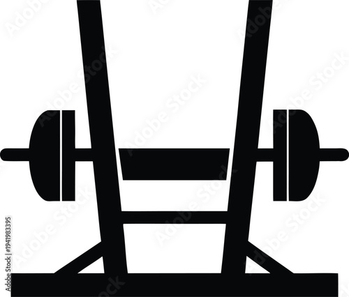 vertical leg press machine silhouette vector art illustration, black and white design