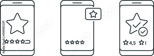 Smartphone rating and review interface design concept with star icons