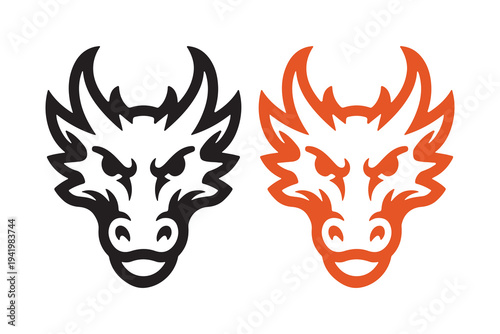 "Aggressive dragon face mascot logo design for gaming and esports team"