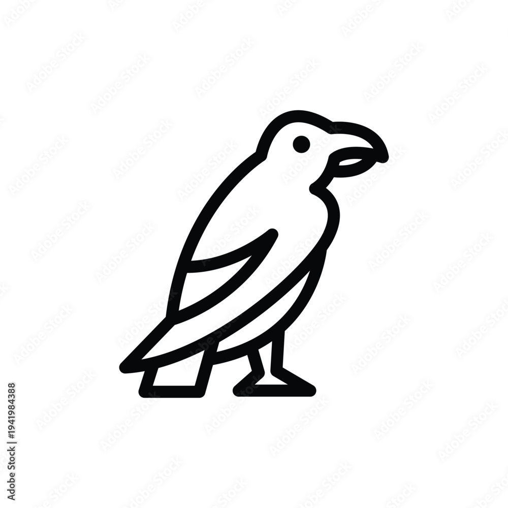Fototapeta premium black bird logo simple outline crow raven icon.