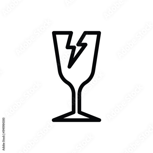 Broken wine glass icon with crack icon.