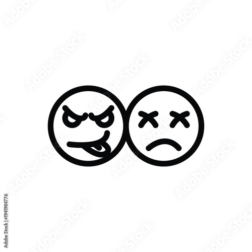 angry and dead emojis emoticons unhappy faces icon.