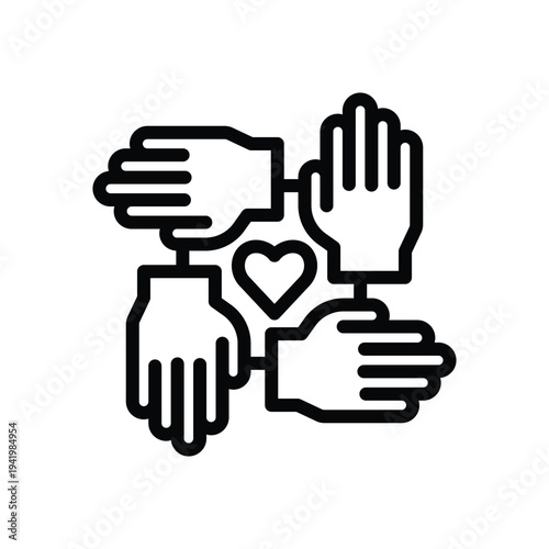 Hands holding heart charity icon icon.