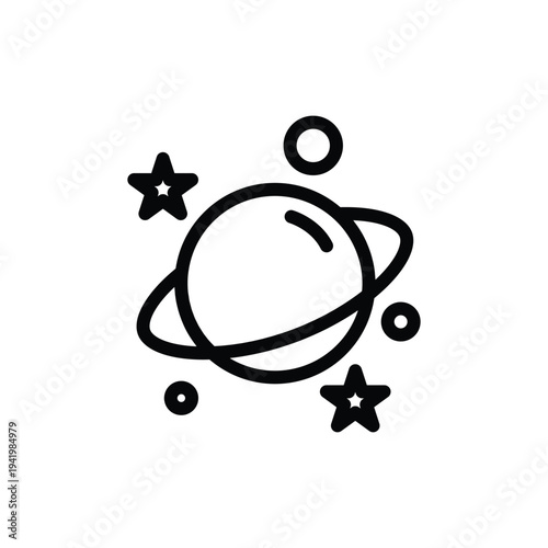 Saturn planet with stars simple icon icon.