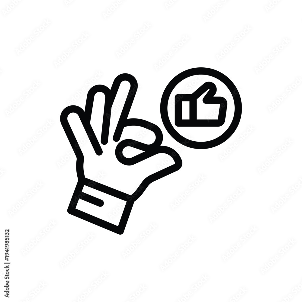 Fototapeta premium Ok hand sign with thumb up approval symbol icon.
