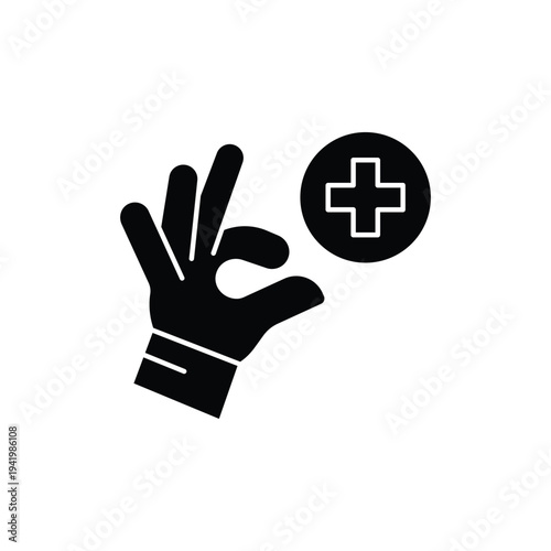 Medical Hand with Plus Sign.