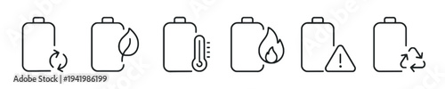 Battery status and condition icons for power and energy management