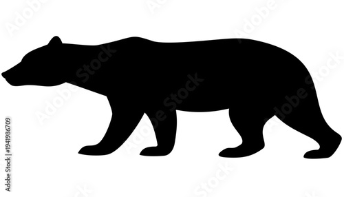 bear black silhouette icon, wild animal silhouette, transparent background