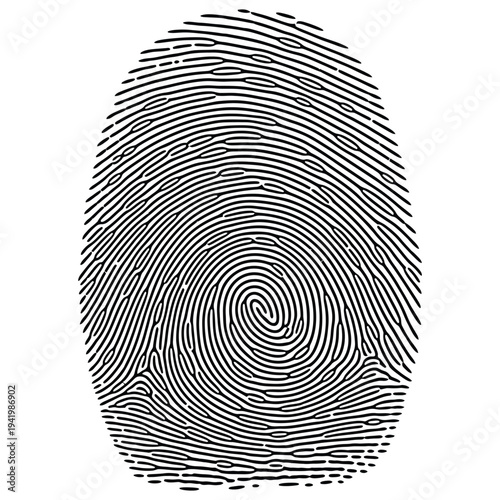 Detailed black and white fingerprint pattern with distinct ridges