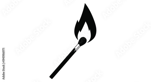 A burning match with a prominent flame depicted as a silhouette