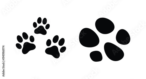 Black paw prints arranged in a pattern a striking silhouette