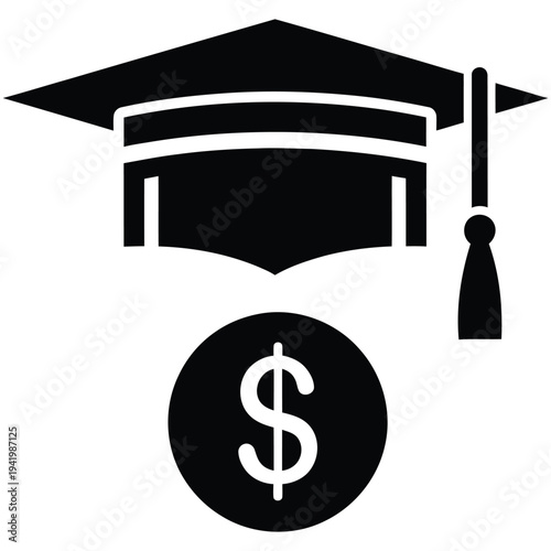 Graduation cap and dollar sign symbolizing education and financial success