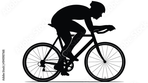 Silhouette of a cyclist riding a road bike in a dynamic pose