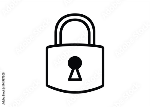 A Simple Outline Illustration of a Classic Padlock With a Keyhole, Representing Security and Protection