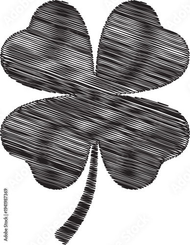 A black and white image of a four-leaf clover