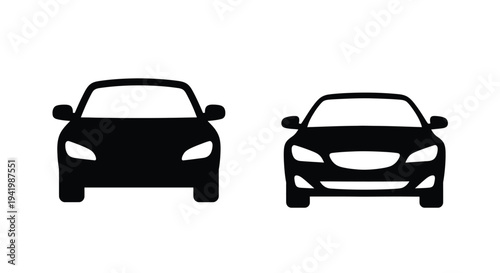 Two modern cars displayed in a stark black silhouette