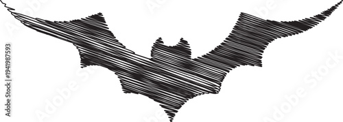 A bat is flying through the air with its wings spread wide open