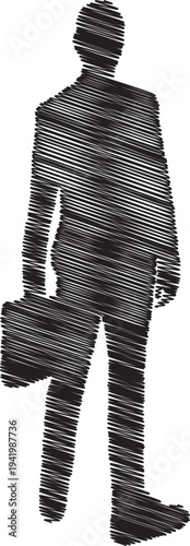 A businessman made of small dots holding a briefcase