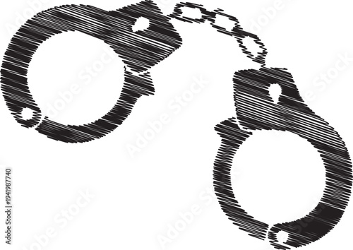 A pair of handcuffs with chain link
