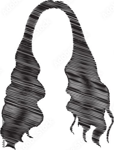 A black and white drawing of a pair of dreadlocks