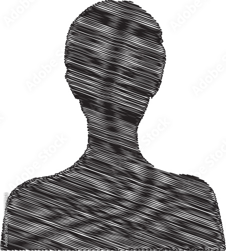 A black and white image of a person made up of tiny text