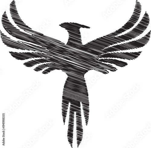 A black bird with its wings spread wide in flight