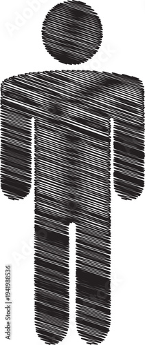 A black and white image of a human figure made up of small dots