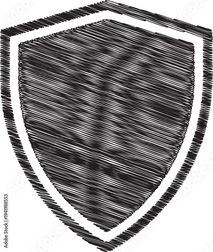 Shield emblem with white border on solid background