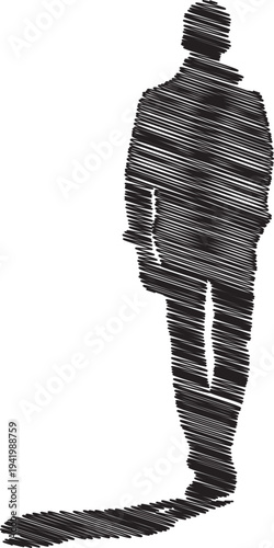 A man composed of small dots creates a unique visual effect