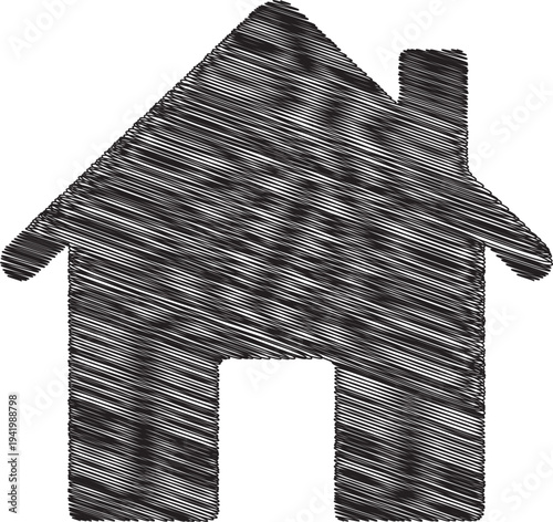 A black and white image of a house made of textured fabric