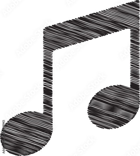 A black and white image of an eighth note musical symbol