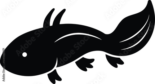 axolotl silhouette vector art illustration, black and white design