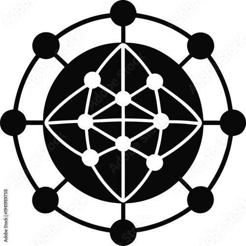 Geometric Network Sphere Connection Silhouette Icon