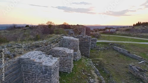 Wallpaper Mural Aerial drone video of ancient Roman military outpost, muncipium Asseria ruins near Benkovac, Croatia. Torontodigital.ca