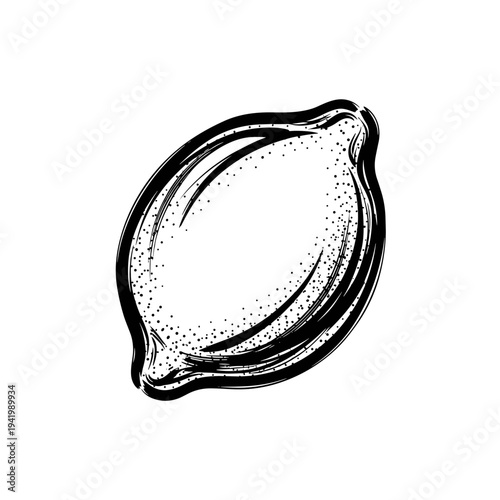 Lemon illustration in black and white sketch style  