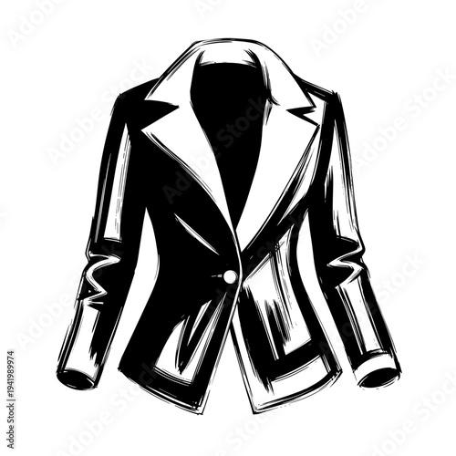 Elegant black blazer jacket with white collar design  