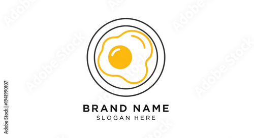 Egg Logo Template with Brand Name and Slogan Placeholder.