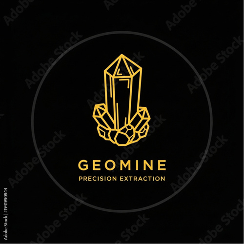 Geomine Precision Extraction Crystal Logo Design.