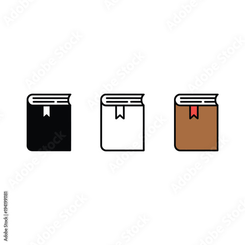 Three books with bookmarks displayed in different colors against a white background