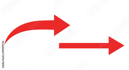 Two red arrows pointing in opposite directions a simple silhouette